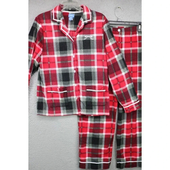 Simply Vera VeraWang Two-Piece Pajama Set-Size Medium-Plaid Fleece-Ultra Soft - Picture 1 of 16